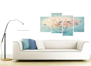 contemporary large duck egg blue and white roses flowers floral canvas split 4 panel 4286 for your living room