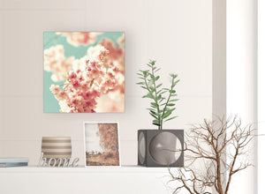 contemporary japanese cherry blossom shabby chic pink blue floral canvas modern 49cm square 1s288s for your girls bedroom
