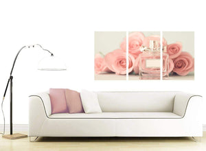 contemporary shabby chic pink cream rose perfume girls bedroom floral canvas split 3 panel 3285 for your girls bedroom