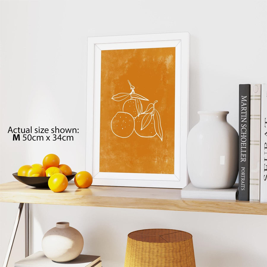 Kitchen Framed Art Prints Spanish Oranges Line Art Orange