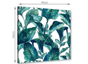 Chic Teal Blue Green Tropical Exotic Leaves Canvas Modern 64cm Square 1S325M For Your Dining Room