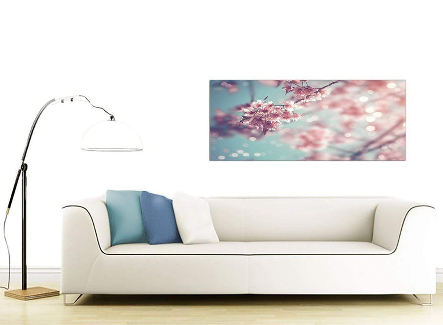 contemporary duck egg blue pink shabby chic blossom floral canvas modern 120cm wide 1280 for your bedroom