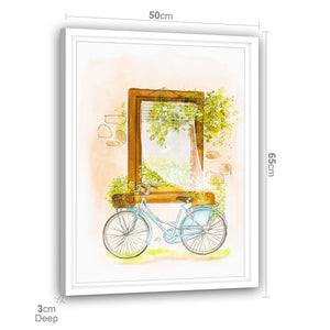 Mediterranean Bike   Framed Art Prints Teal Yellow