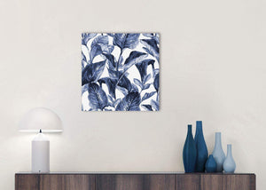 Cheap Indigo Navy Blue White Tropical Leaves Canvas Modern 49cm Square 1S320S For Your Kitchen