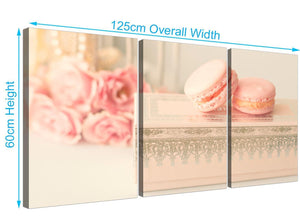 panoramic pink cream french shabby chic bedroom abstract canvas multi 3 part 3284 for your bedroom