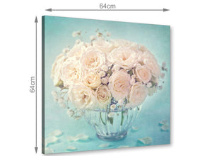 cheap duck egg blue and white roses flowers floral canvas modern 64cm square 1s286m for your dining room