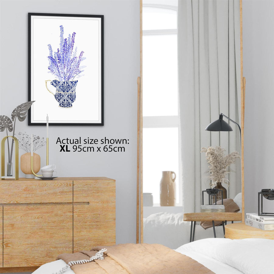 Purple French Lavender Illustration Floral Framed Wall Art Print