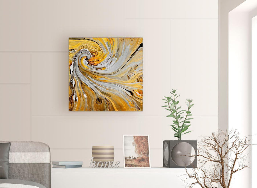 chic mustard yellow and grey spiral swirl abstract canvas modern 64cm square 1s290m for your hallway