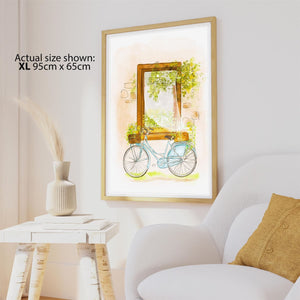 Mediterranean Bike   Framed Art Prints Teal Yellow