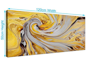 panoramic yellow and grey spiral swirl abstract canvas modern 120cm wide 1290 for your hallway