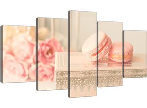 cheap extra large pink cream french shabby chic bedroom abstract canvas multi set of 5 5284 for your study