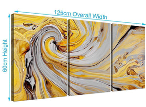 panoramic yellow and grey spiral swirl abstract canvas split set of 3 3290 for your hallway