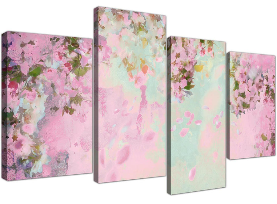 cheap large shabby chic pale dusky pink flowers floral canvas multi 4 set 4281 for your bedroom