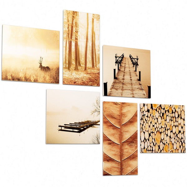 Autumn Gallery Wall Art Prints - Set of 6 Canvas - 185cm Wide