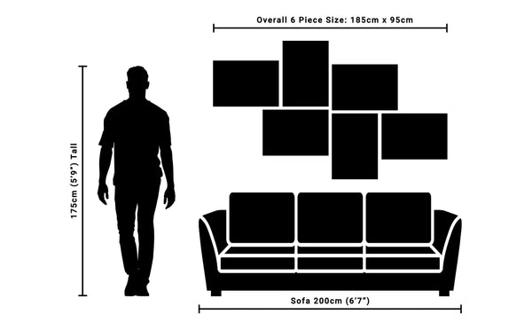 Autumn Gallery Wall Art Prints - Set of 6 Canvas - 185cm Wide