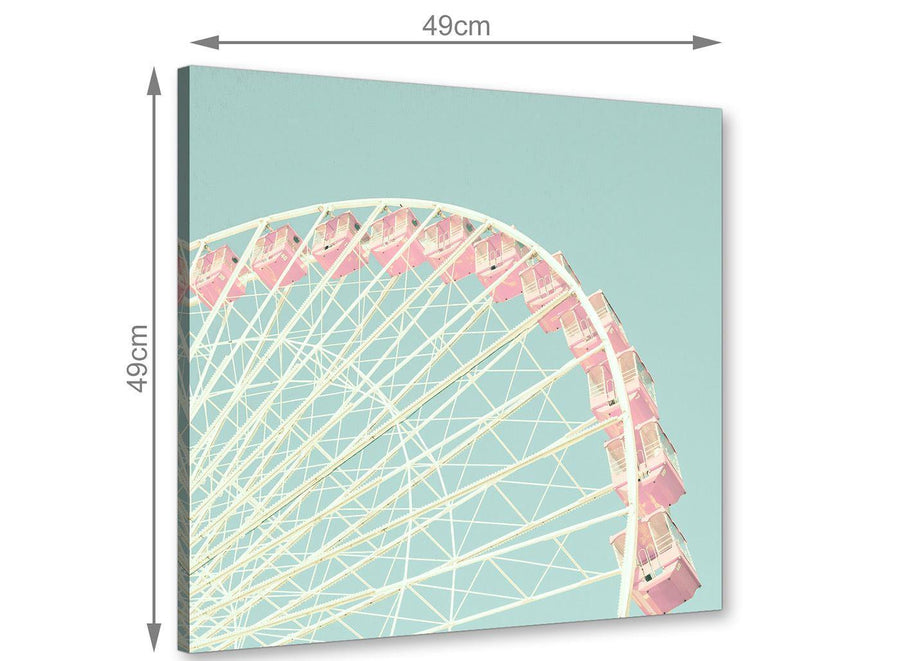 chic shabby chic duck egg blue pink ferris wheel canvas 49cm square 1s282s for your teenage girls bedroom