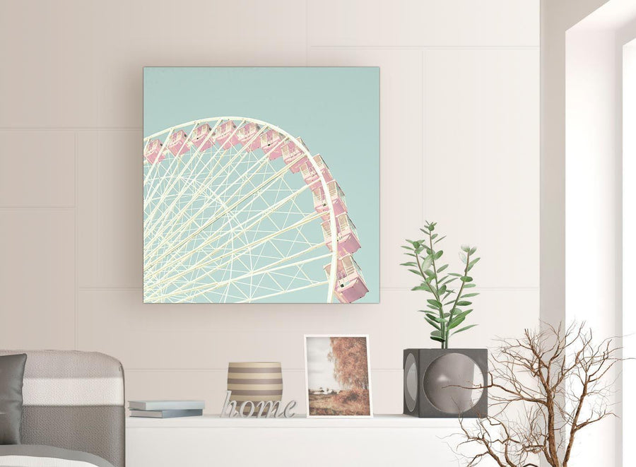 contemporary shabby chic duck egg blue pink ferris wheel lifestyle canvas modern 79cm square 1s282l for your teenage girls bedroom