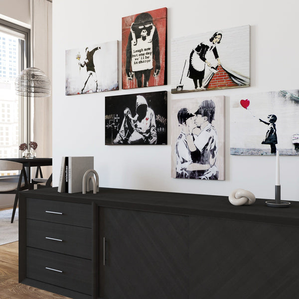 Banksy Canvas - Gallery Wall Art - Set of 6 Pictures XL - 185cm Wide
