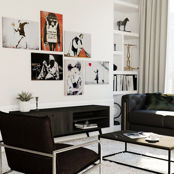 Banksy Canvas - Gallery Wall Art - Set of 6 Pictures XL - 185cm Wide