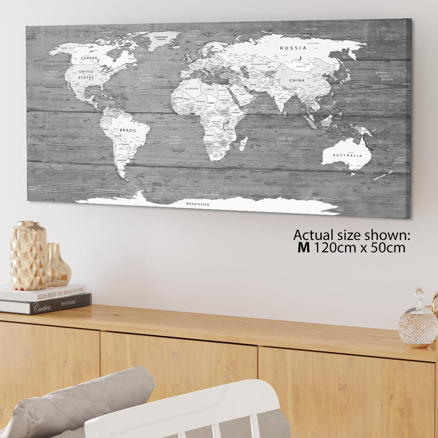 Black White Map of World Atlas