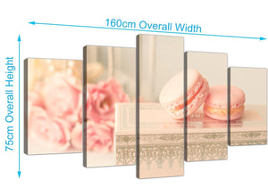 panoramic extra large pink cream french shabby chic bedroom abstract canvas multi 5 panel 5284 for your bedroom