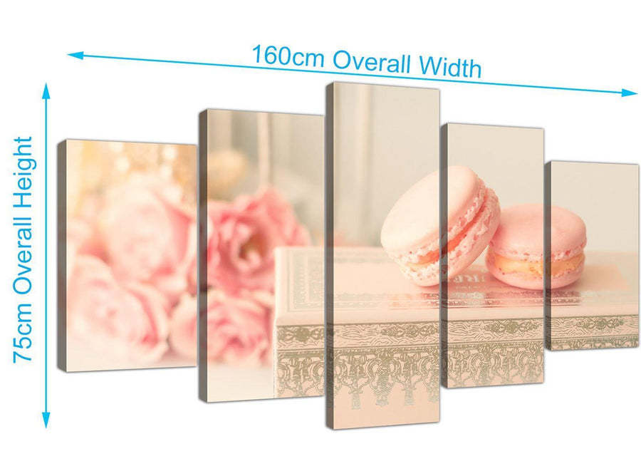 panoramic extra large pink cream french shabby chic bedroom abstract canvas multi 5 panel 5284 for your bedroom