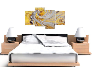 oversized large yellow and grey spiral swirl abstract canvas split 4 piece 4290 for your bedroom