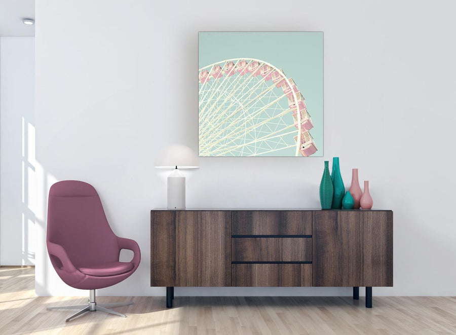 contemporary shabby chic duck egg blue pink ferris wheel lifestyle canvas modern 79cm square 1s282l for your bedroom