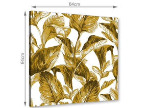 Chic Mustard Yellow White Tropical Leaves Canvas Modern 64cm Square 1S318M For Your Dining Room