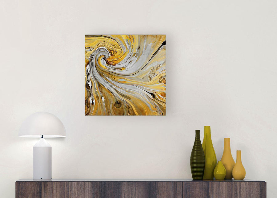 modern mustard yellow and grey spiral swirl abstract canvas modern 49cm square 1s290s for your hallway