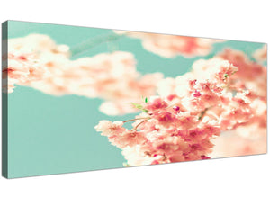 cheap japanese cherry blossom shabby chic pink blue floral canvas modern 120cm wide 1288 for your girls bedroom