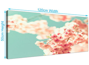 panoramic japanese cherry blossom shabby chic pink blue floral canvas modern 120cm wide 1288 for your study