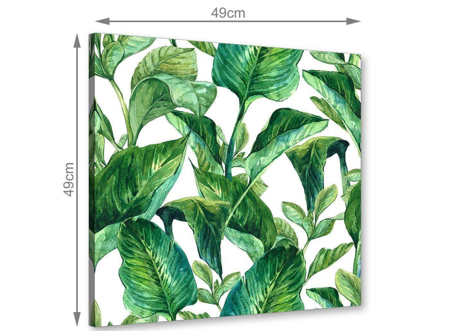 Green Palm Tropical Banana Leaves Canvas Wall Art Print - 49cm Square - 1s324s