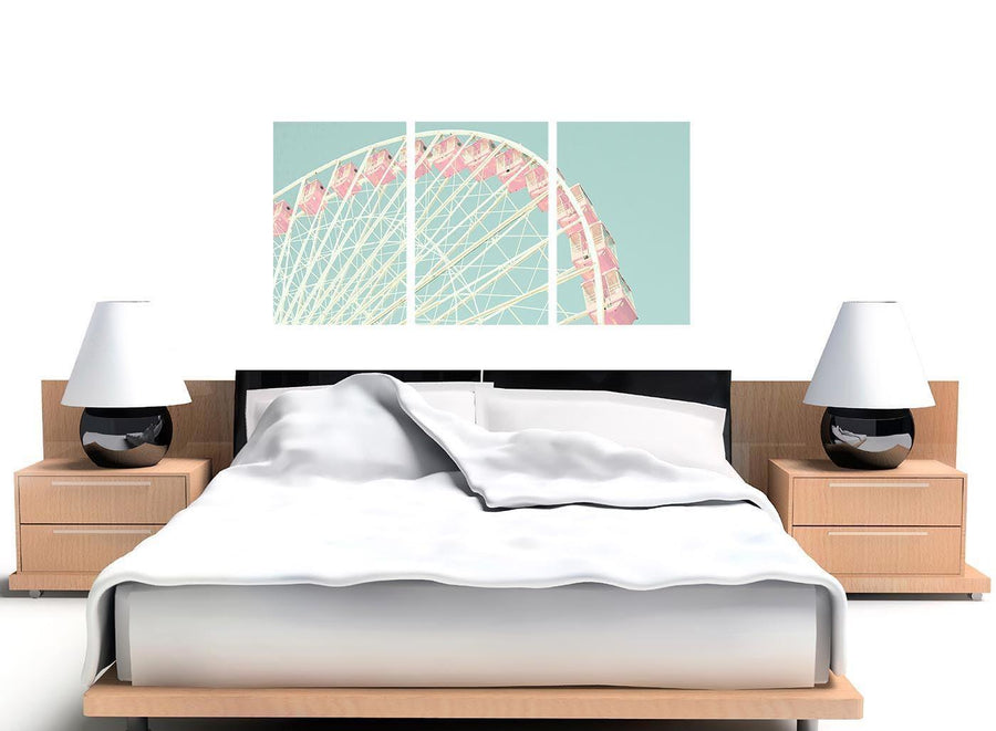 oversized shabby chic duck egg blue pink ferris wheel lifestyle canvas modern 120cm wide 1282 for your bedroom