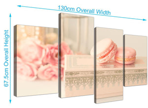 panoramic large pink cream french shabby chic bedroom abstract canvas multi 4 set 4284 for your girls bedroom