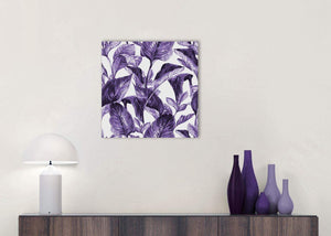 Cheap Dark Purple White Tropical Exotic Leaves Canvas Modern 49cm Square 1S322S For Your Living Room
