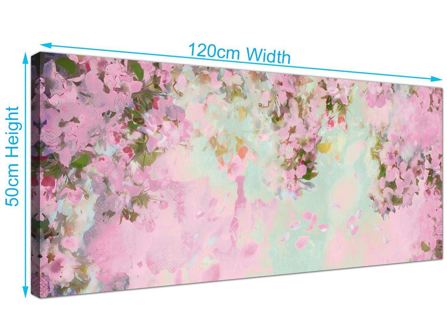 panoramic shabby chic pale dusky pink flowers floral canvas modern 120cm wide 1281 for your girls bedroom