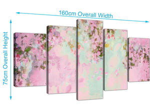 extra large pink shabby chic pale dusky pink flowers floral canvas split set of 5 5281 for your bedroom