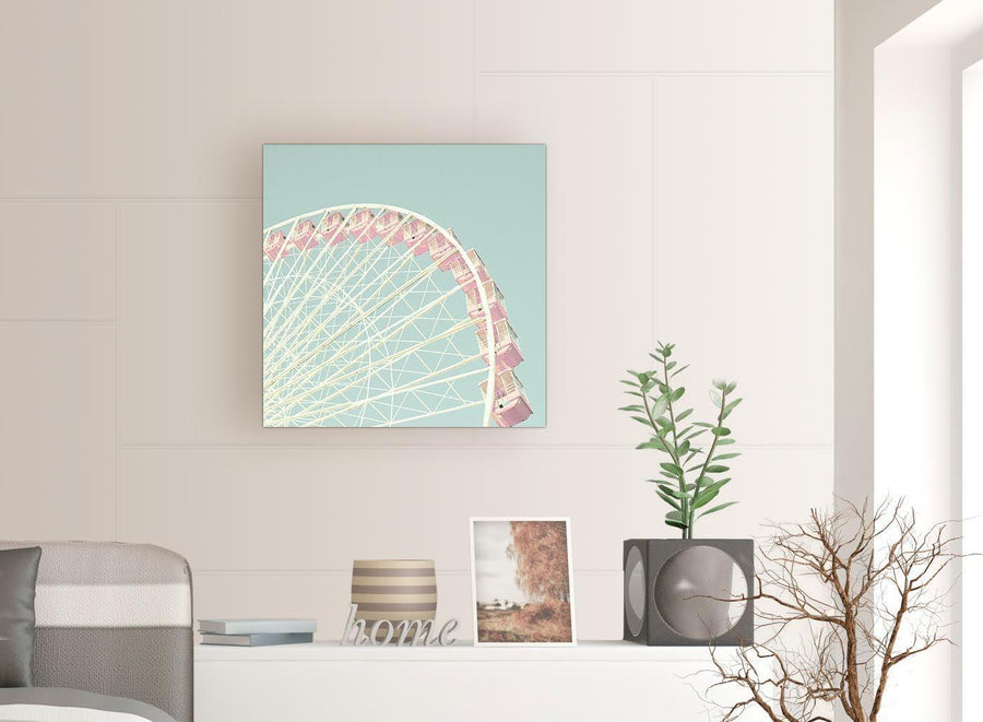 contemporary shabby chic duck egg blue pink ferris wheel lifestyle canvas modern 64cm square 1s282m for your girls bedroom