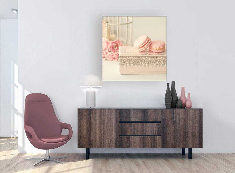 modern pink cream french shabby chic bedroom abstract canvas modern 79cm square 1s284l for your girls bedroom