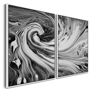 Extra Large Framed Canvas Wall Art for Living Room - Black White Abstract - XL 192cm Wide