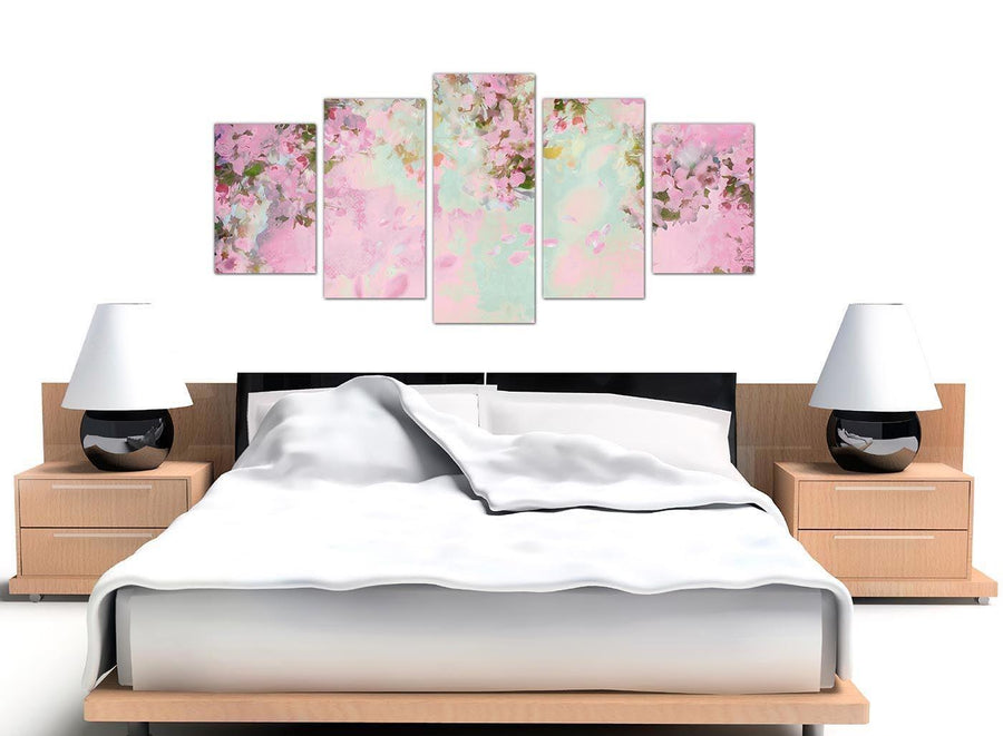 large shabby chic pale pink dusky pink flowers floral canvas multi 5 piece 5281 for your bedroom.jpg