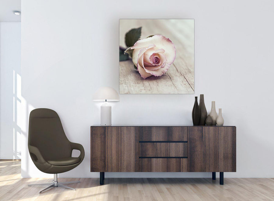 chic vintage shabby chic french rose cream realism canvas modern 79cm square 1s278l for your girls bedroom