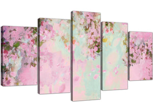 cheap extra large shabby chic pale dusky pink flowers floral canvas multi 5 piece 5281 for your girls bedroom.jpg