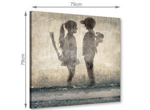 chic banksy boy meets girl graffiti banksy canvas modern 79cm square 1s291l for your girls bedroom
