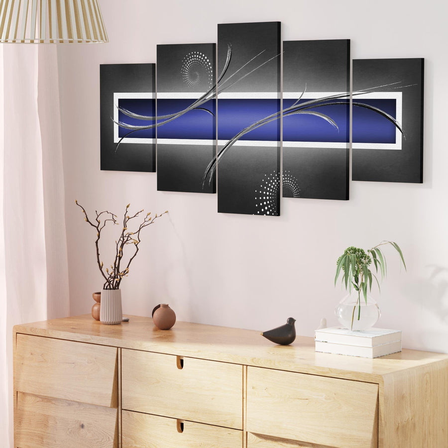Blue Grey White Abstract Canvas Wall Art