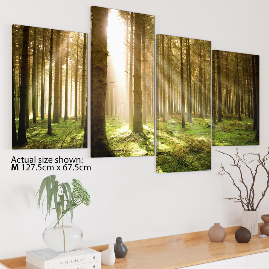 Modern Green Forest Woodland Sunlight Trees Canvas