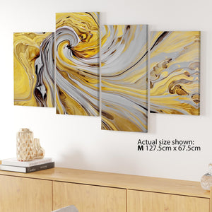 Mustard Yellow and Grey Spiral Swirl - Abstract Canvas Modern