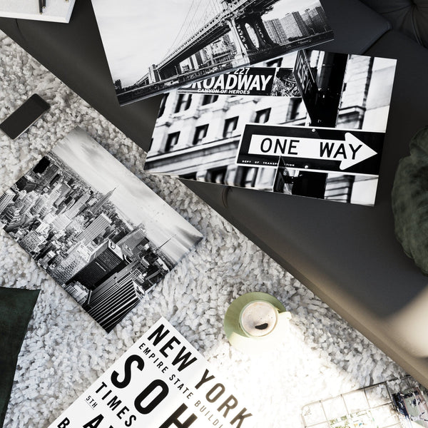 Black White New York Canvas - Gallery Wall Art Set XL - 185cm Wide