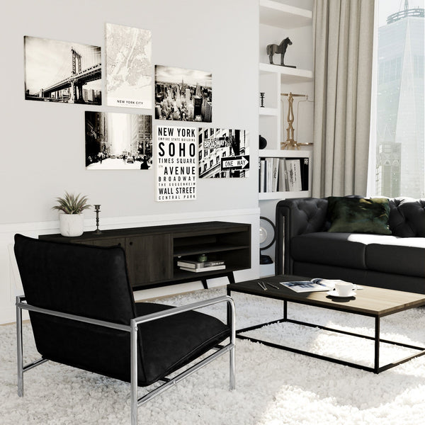 Black White New York Canvas - Gallery Wall Art Set XL - 185cm Wide